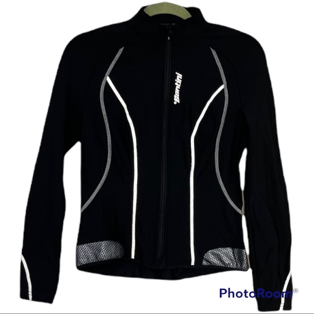 Santini SMS Black With Reflector Strips Biking Jacket Size Medium
